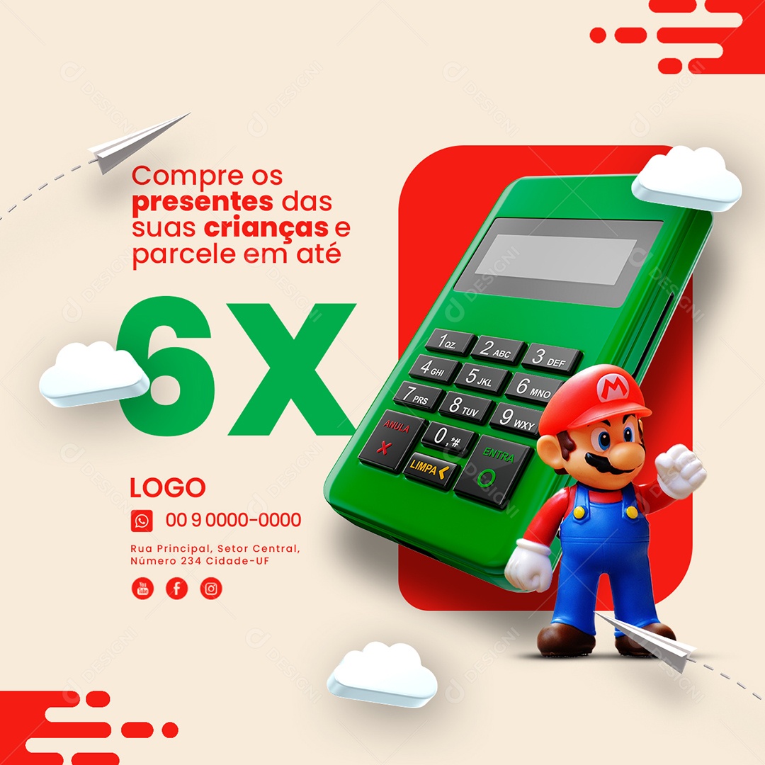 Compre os Presentes das Suas Crianças Loja Infantil Social Media PSD Editável