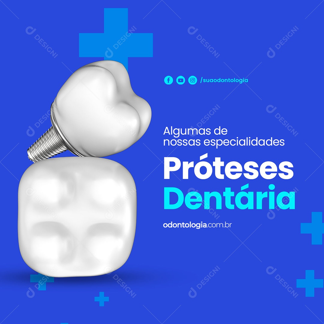 Dentista Algumas de Nossas Especialidades Próteses Dentária Dentista Social Media PSD Editável