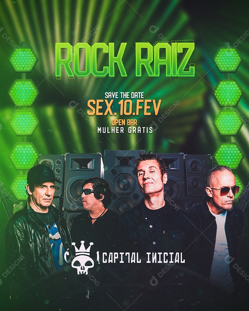 Rock Raiz Capital Inicial Flyer Social Media PSD Editável