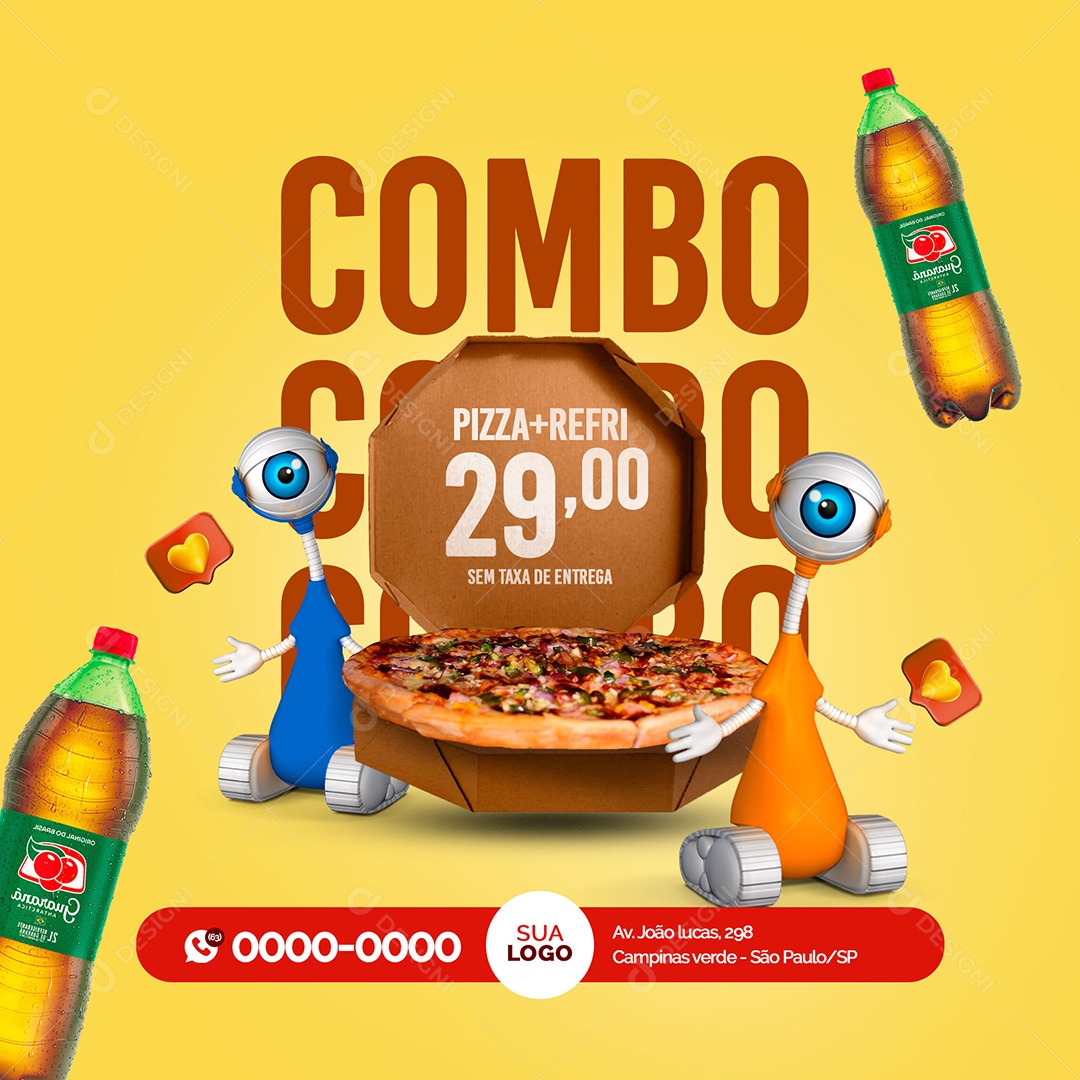 Combo Pizza + Refri BBB Pizzaria Social Media PSD Editável