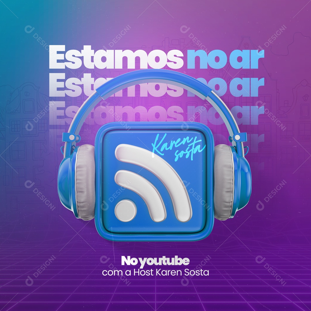 Estamos no Ar Rádio Podcast Social Media PSD Editável