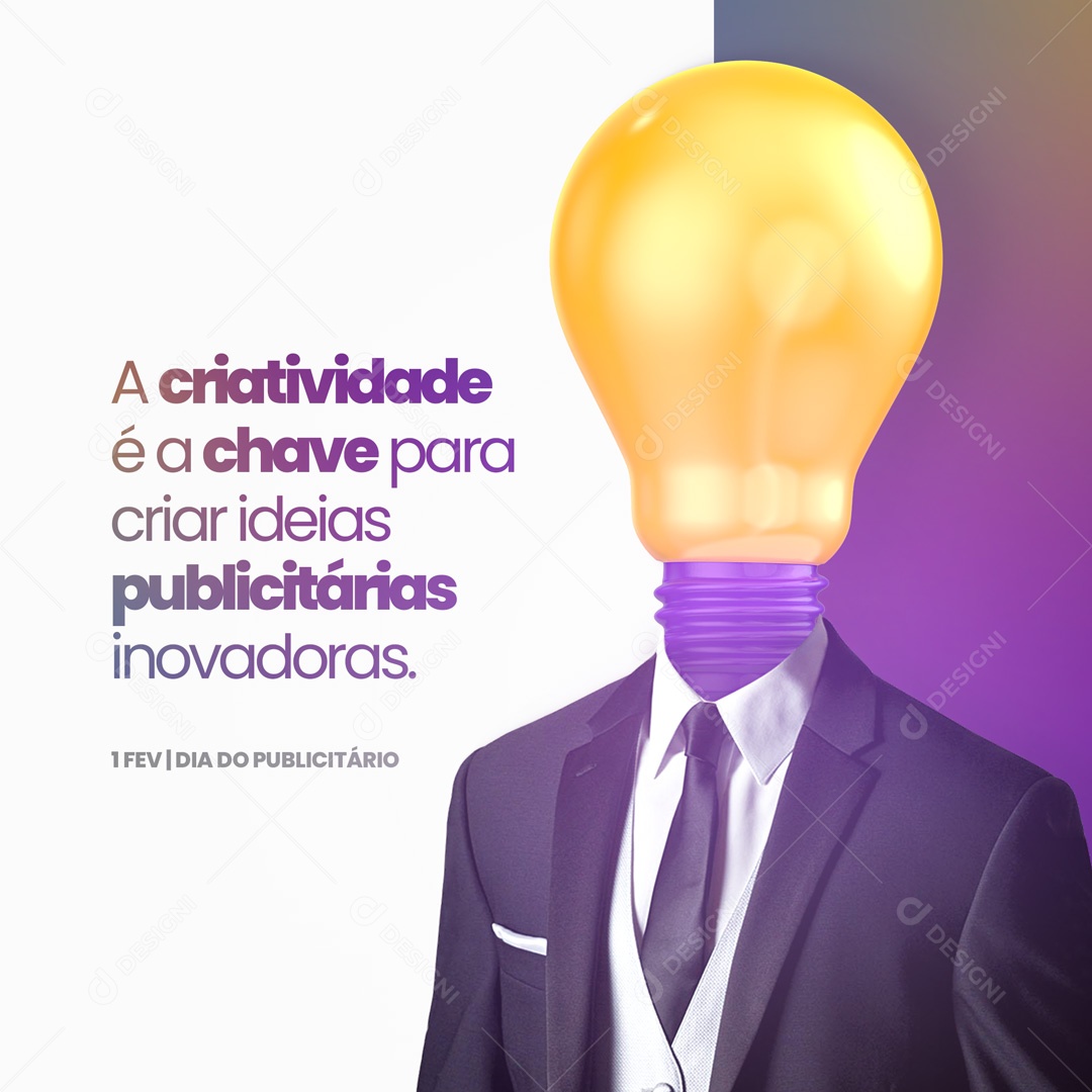 A Criatividade é a Chave para Criar Ideias Dia Do Publicitário Social Media PSD Editável