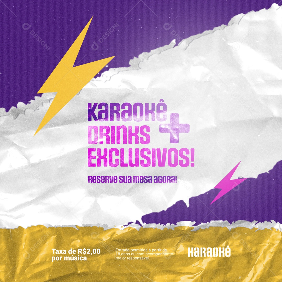 Karaokê Drinks + Exclusivos Social Media PSD Editável