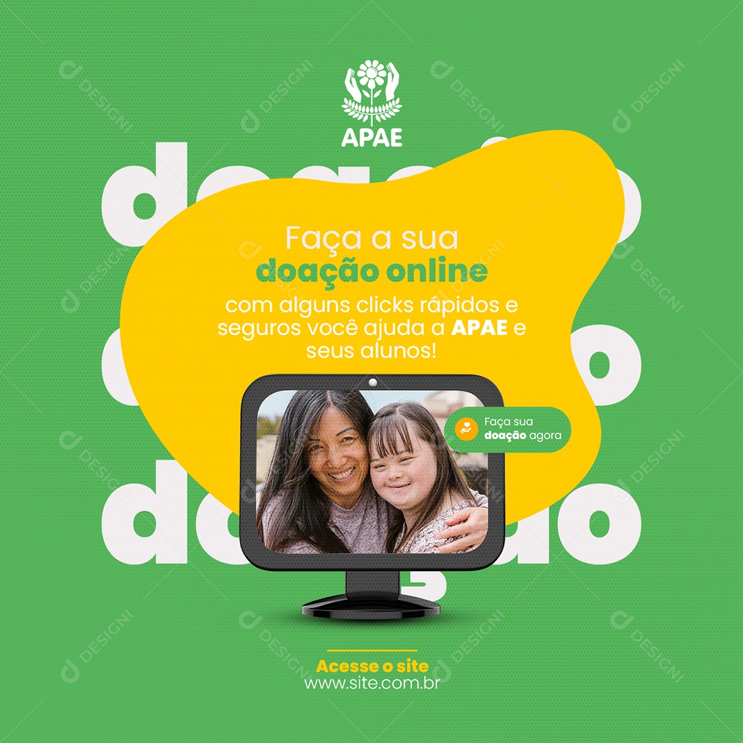 Faça a Sua Doação Online Apae Social Media PSD Editável