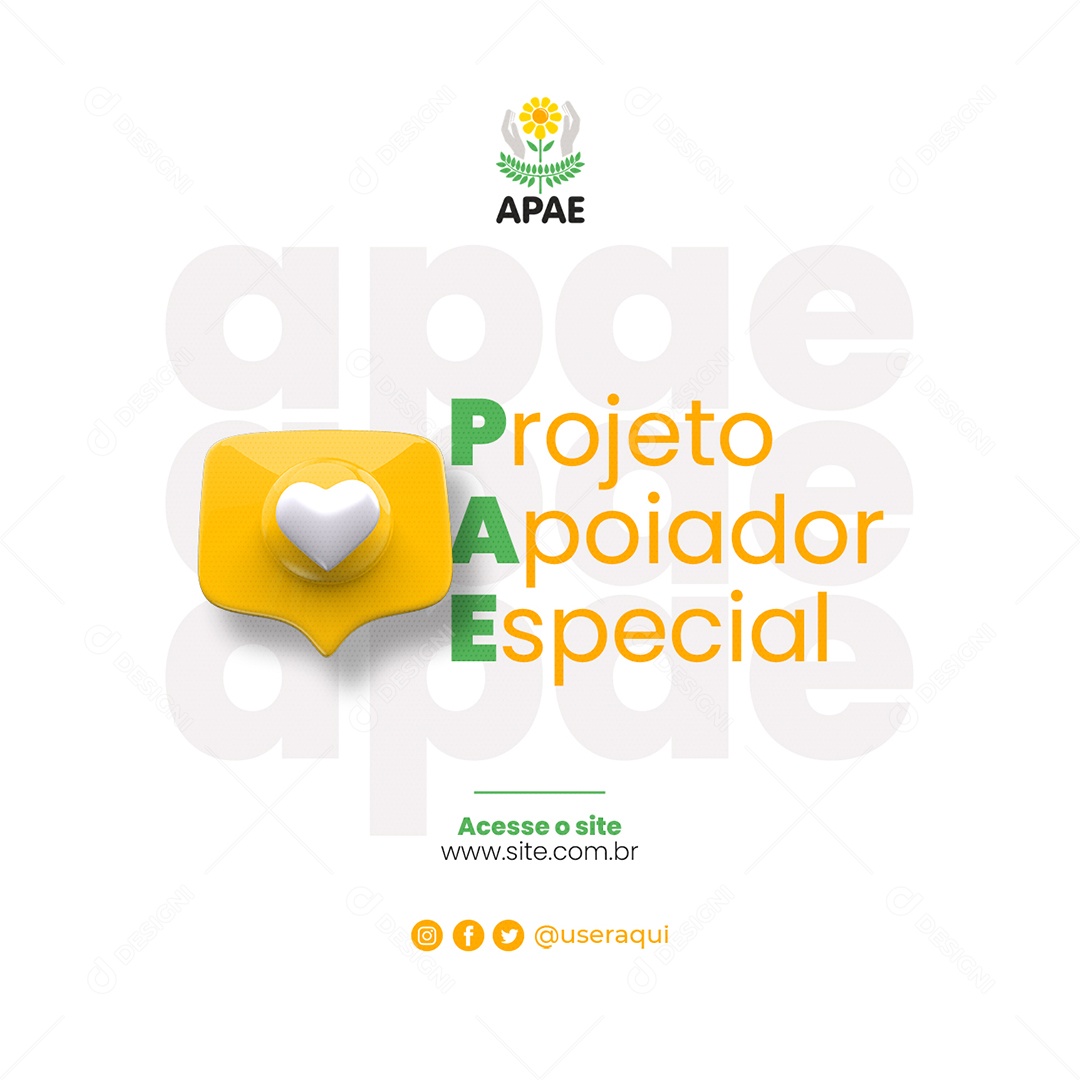 Projeto apoiador Especial Apae Social Media PSD Editável