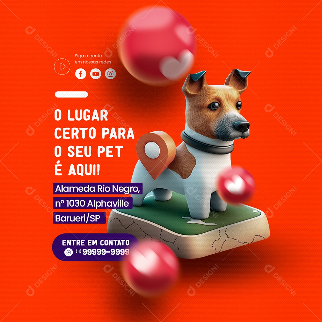 O Lugar Certo para o Seu Pet é Aqui Clínica Veterinária Social Media PSD Editável