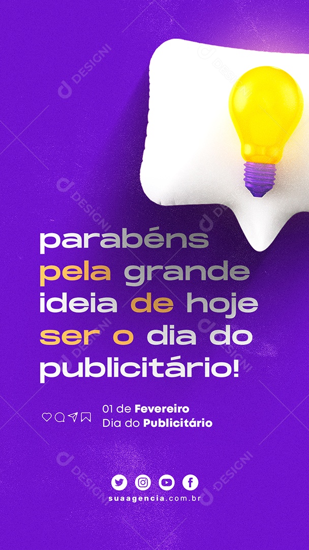 Story Parabéns Pela grande Ideia de Hoje ser o Dia Do Publicitário Social Media PSD Editável