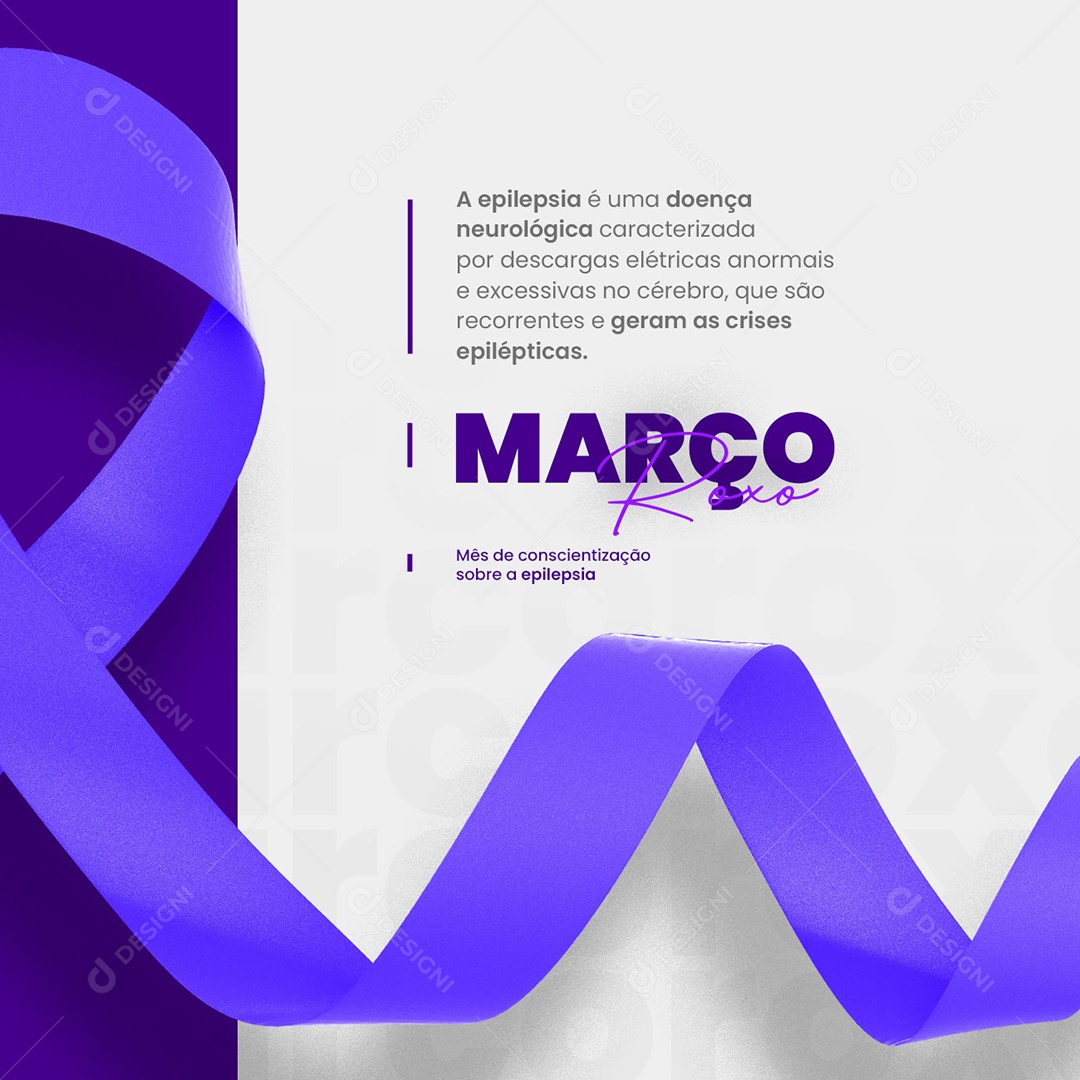 Mês de Conscientização sobre a Epilepsia Março Roxo Social Media PSD Editável