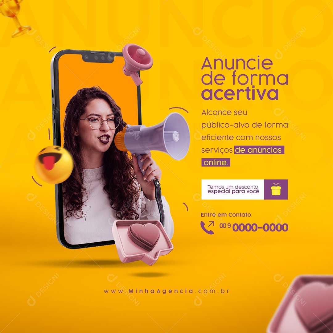 Campanha Publicitária Dia Do Publicitário Anuncie de Forma Acertiva Social Media PSD Editável