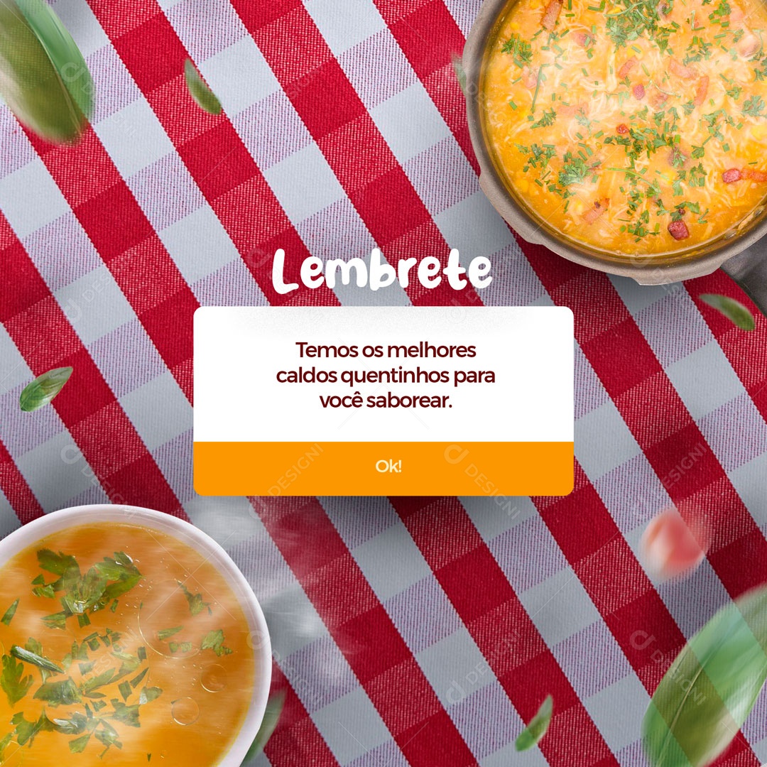 Lembrete Temos os Melhores Caldos Social Media PSD Editável