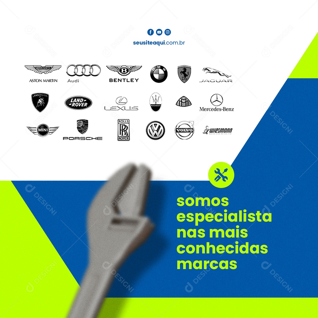 Somos Especialista nas Mais Conhecidas Marcas Mecânica Auto Center Social Media PSD Editável