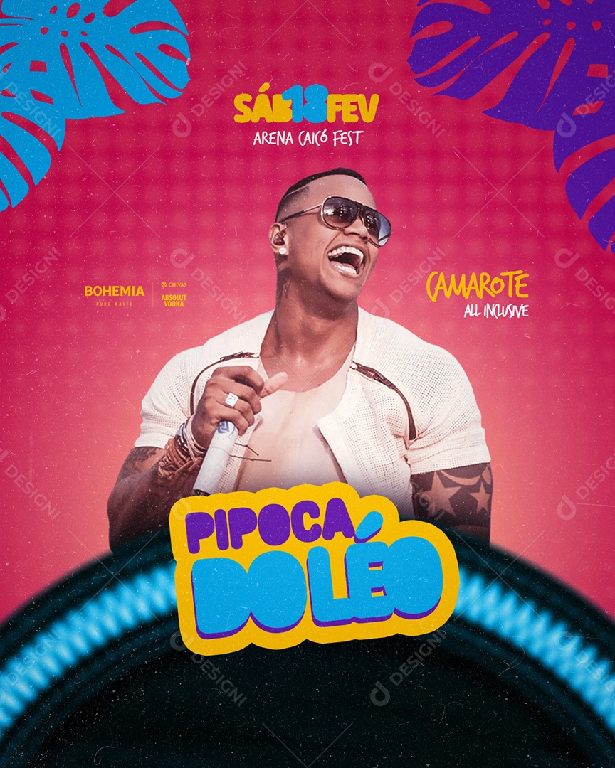 Flyer Show Pipoca Léo Santana Social Media PSD Editável