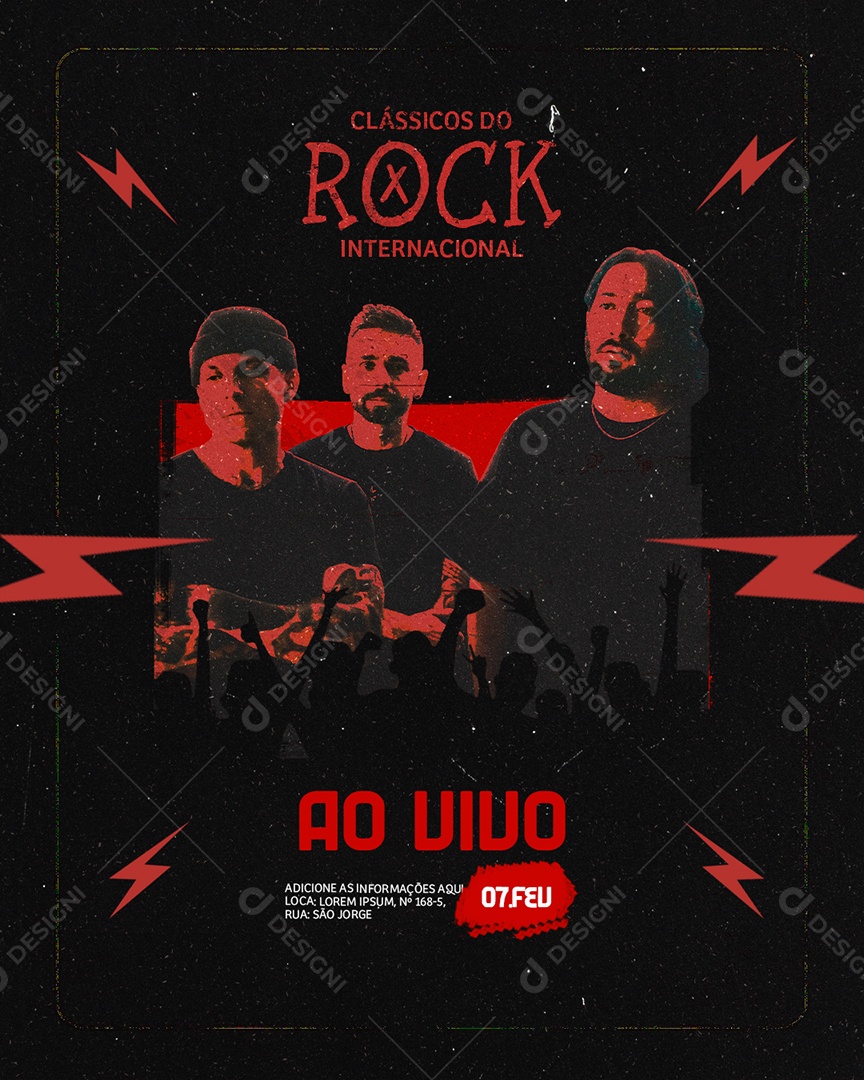 Flyer Clássico do Rock Internacional Social Media PSD Editável