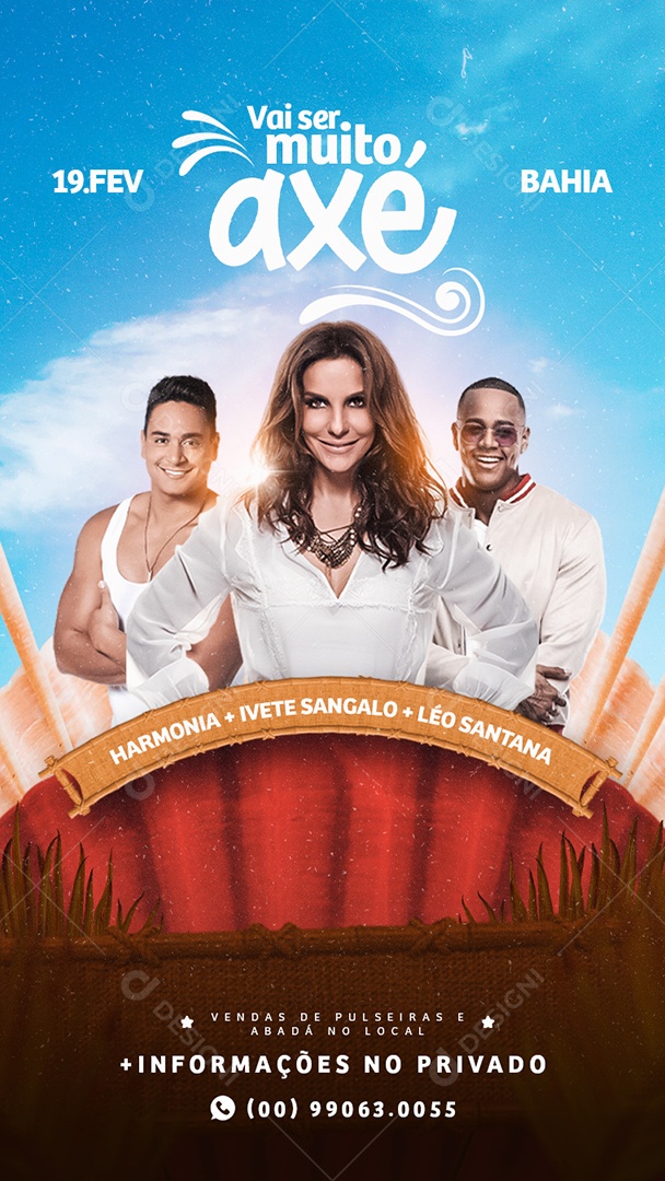 Flyer Show Muito Axé Harmonia, Ivete Sangalo e Léo Santana Story Social Media PSD Editável