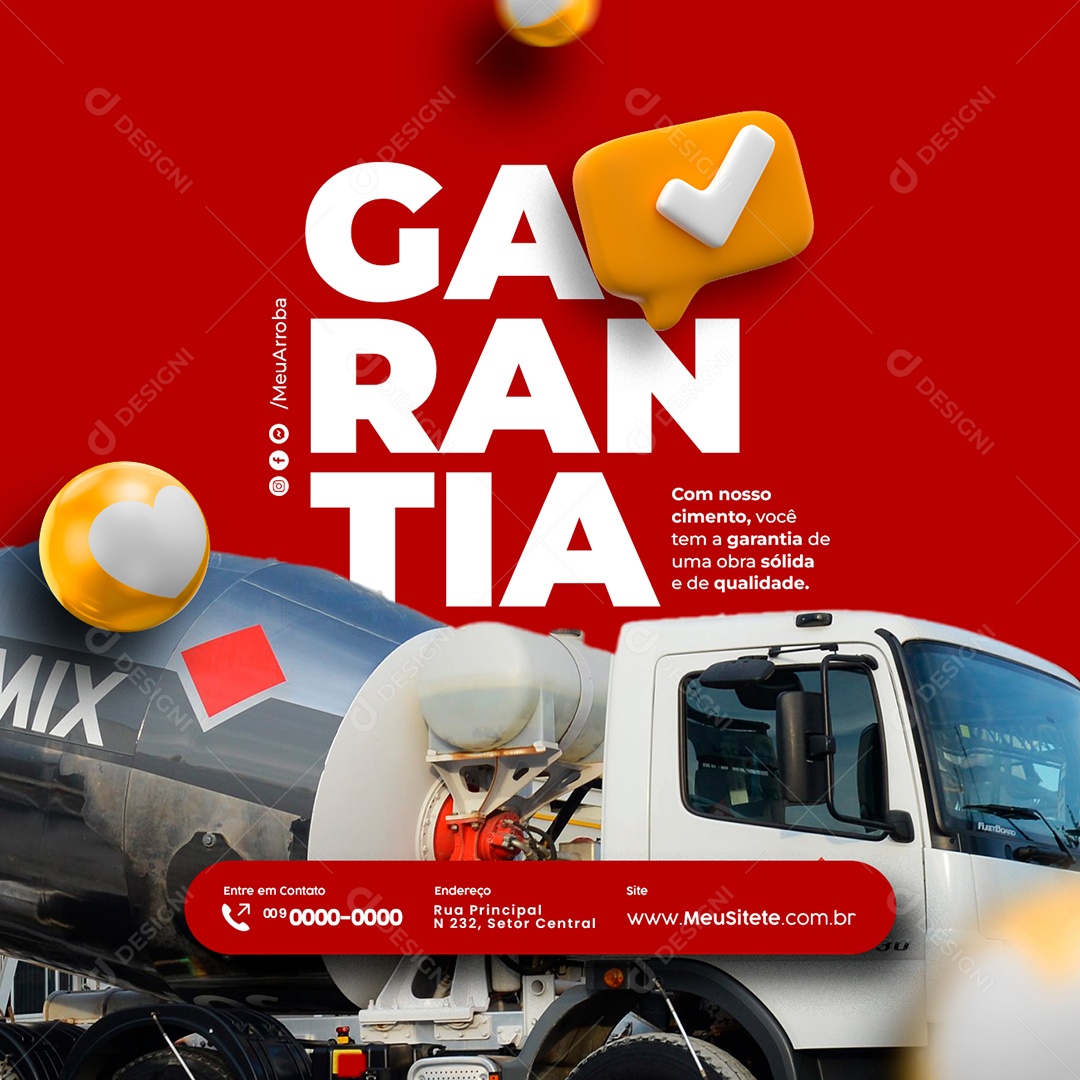 Garantia com Nosso Cimento Construção Social Media PSD Editável