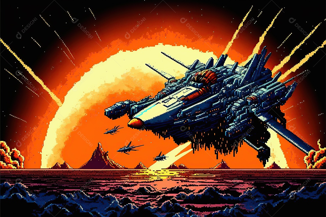Um jogo de luta nível de jogos de computador retrô pixel art cena