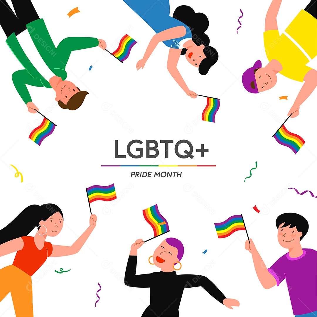 Mês do Orgulho LGBT Grupo de Personagens bissexuais gays em desenho animado  segurando bandeira de arco-íris em protesto contra discriminação sexual  desfile Vetor EPS [download] - Designi