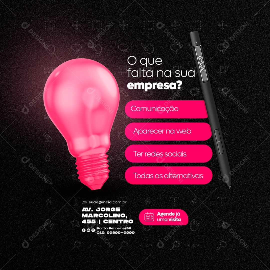 O Que Falta na Sua Empresa Comunicação Ter Redes Sociais Marketing Digital Social Media PSD Editável