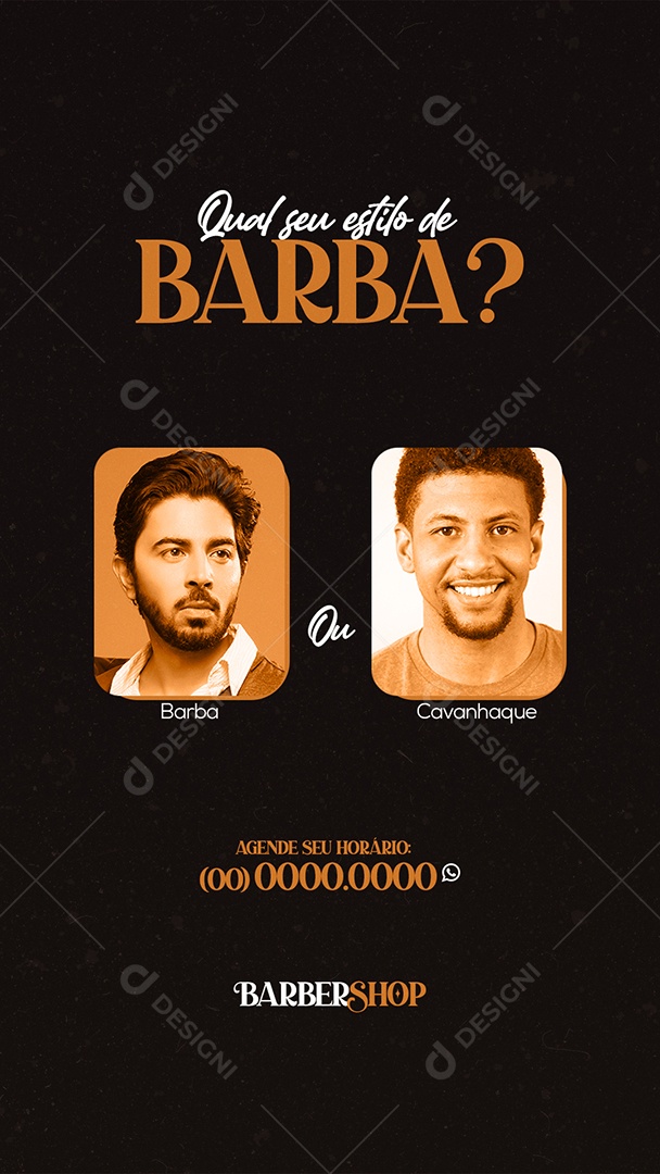 Qual Seu Estilo de Barba? Barbearia Story Social Media PSD Editável