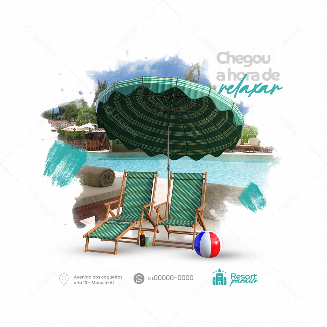 It's Time to Relax Resort Social Media Editable PSD