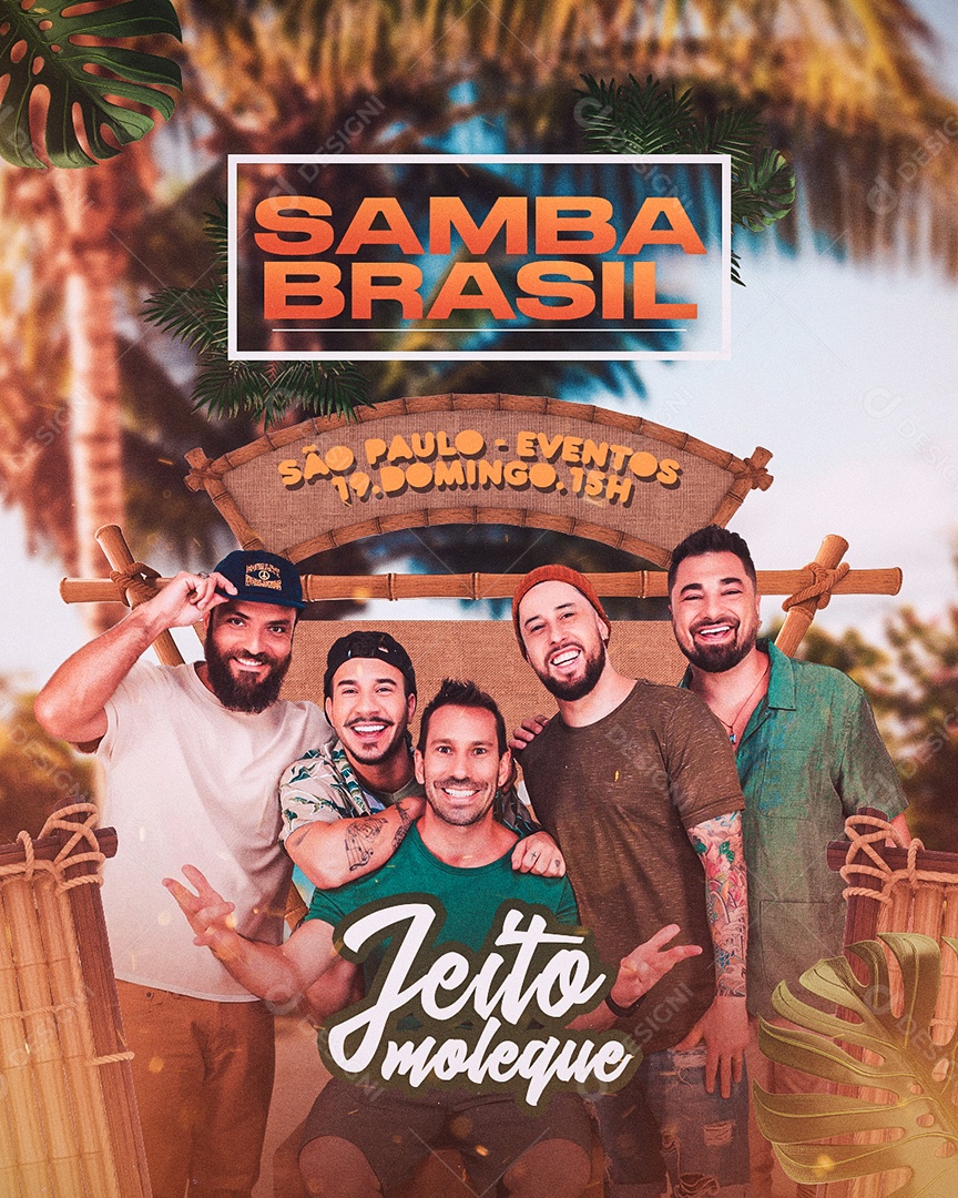 Samba Brasil Jeito Moleque Flyer Social Media PSD Editável