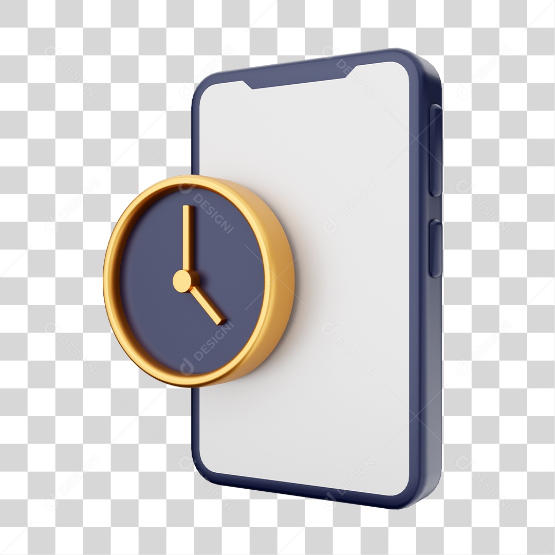 Smartphone With Clock Icon On Your Screen Transparent PNG 3D Element