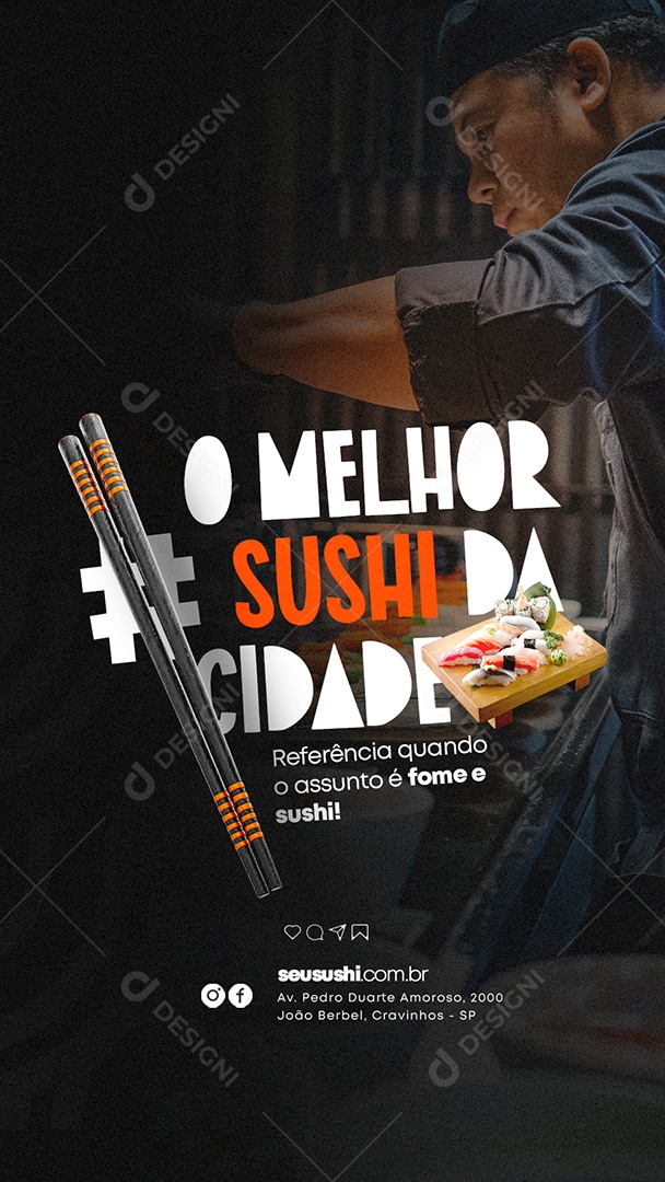 Story O Melhor Sushi da Cidade Restaurante Japonês Social Media PSD Editável