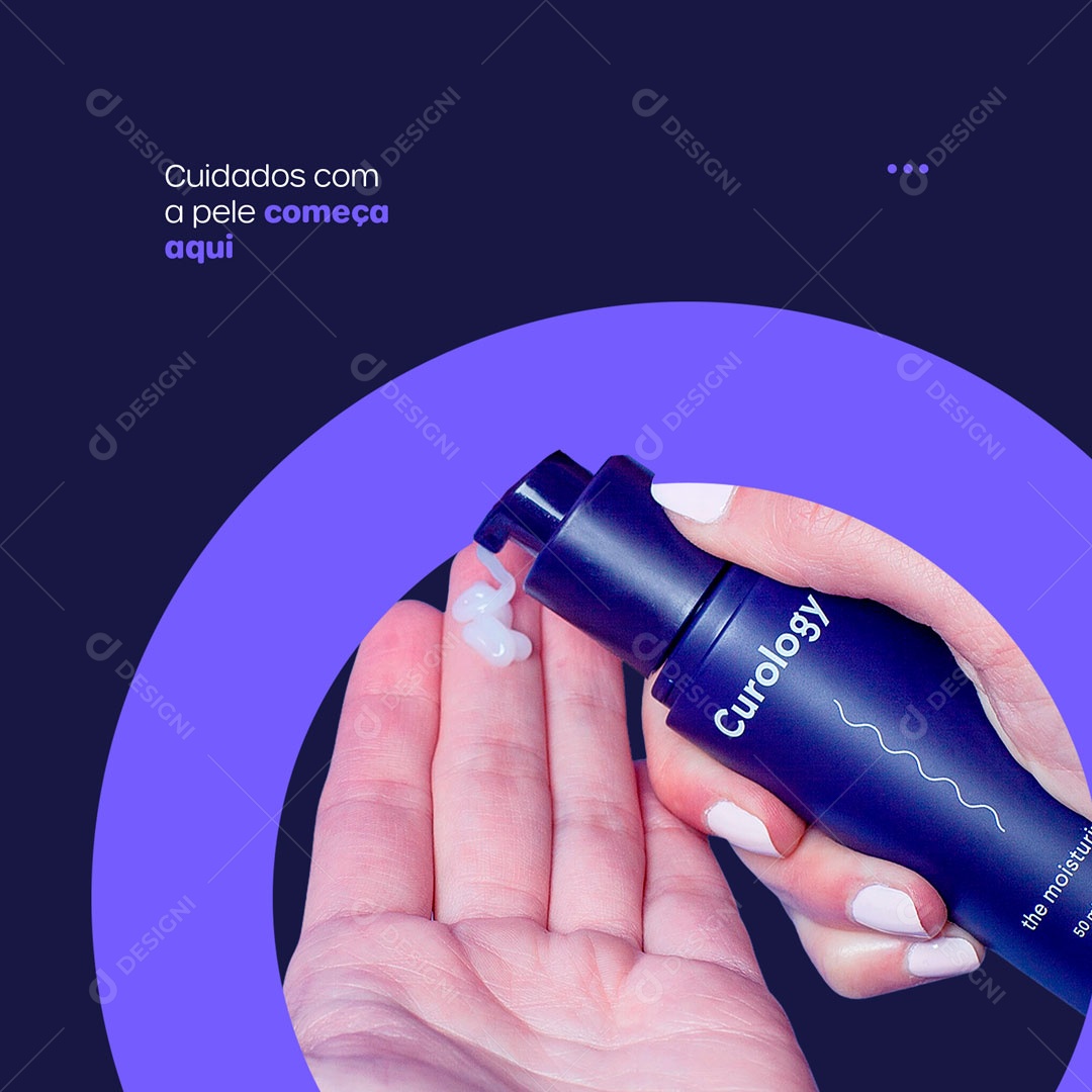 Cuidados Com a Pele Começa Aqui Produtos Dermocosméticos Social Media PSD Editável