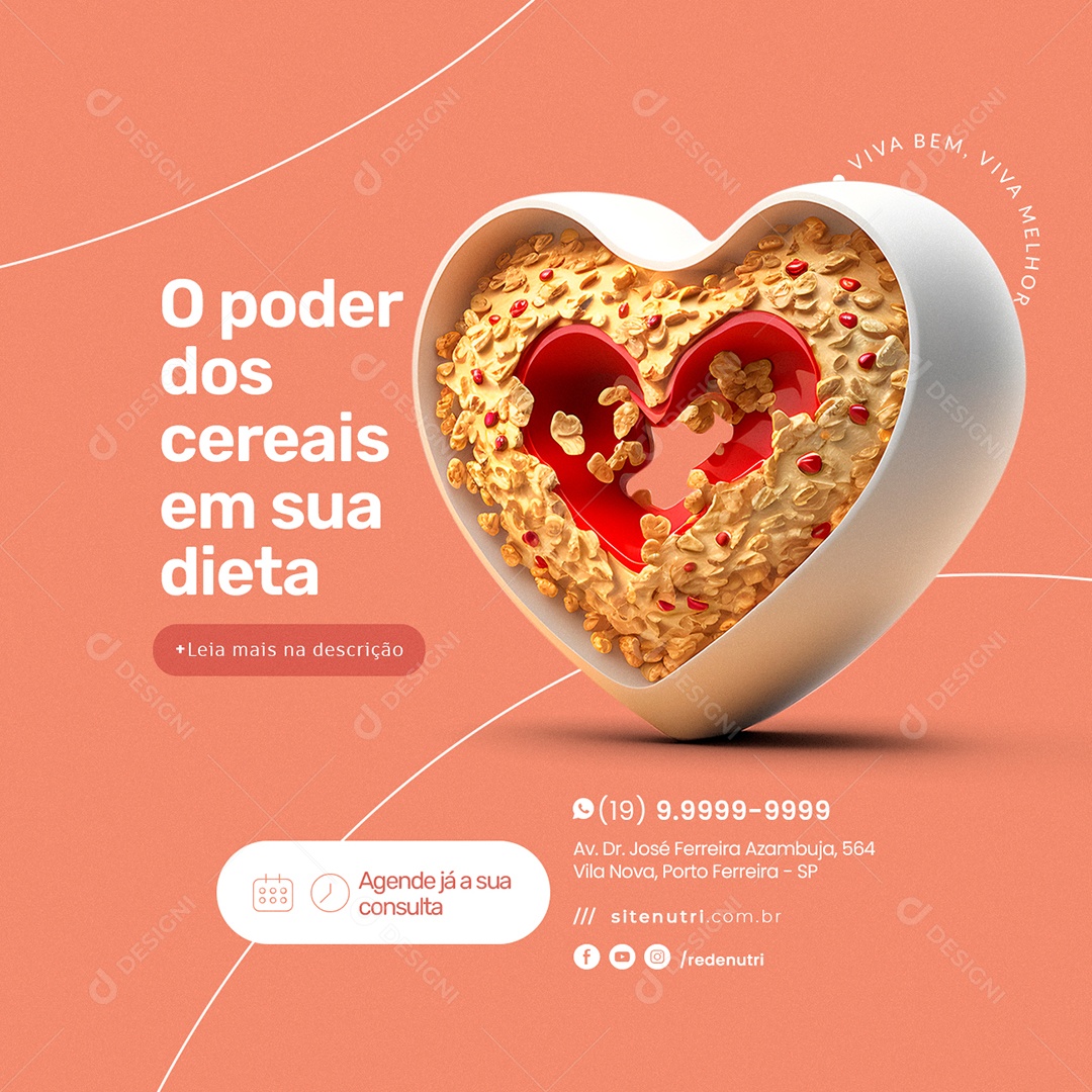 O Poder dos Cereais em Sua Dieta Nutricionista Social Media PSD Editável