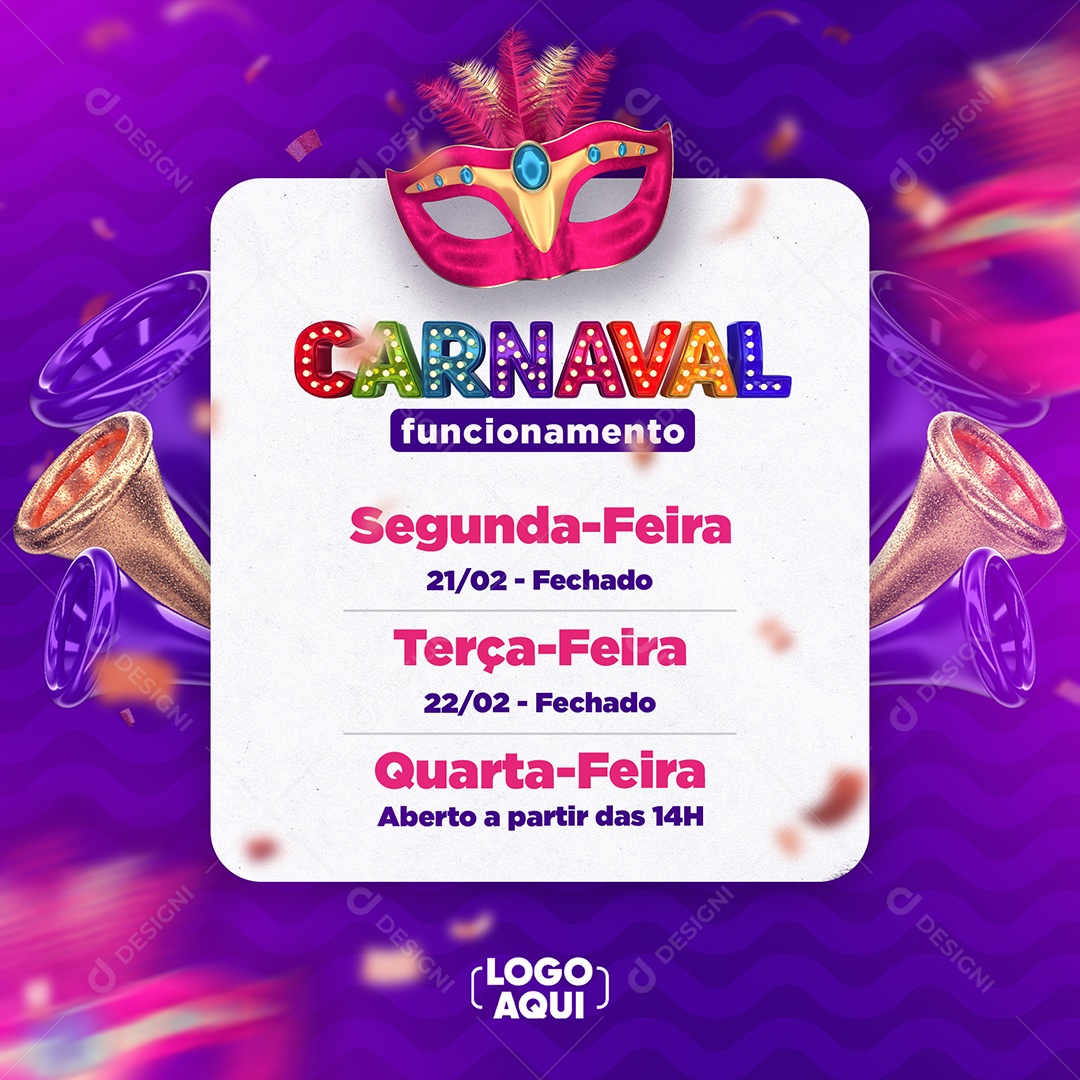 Carnaval Funcionamento Lojas Social Media Psd Editável Download Designi 2403