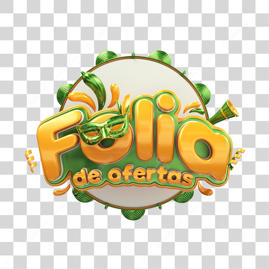 Selo 3D de Carnaval Folia de oferta