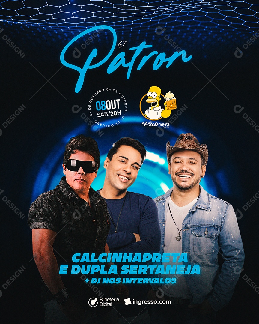 El Patron Calcinha Pretae Dupla Sertaneja Flyer Social Media PSD Editável