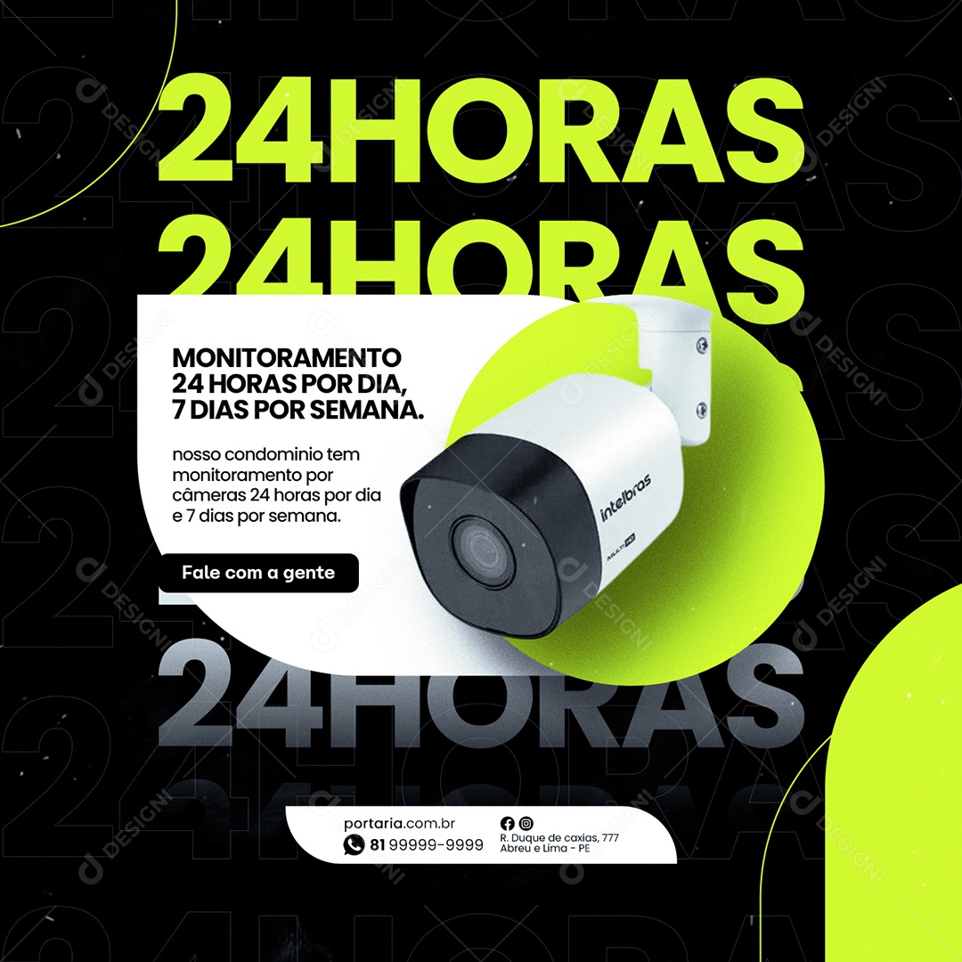 Monitoramento 24 Horas Por Dia 7 Dias Por Semana Portaria Social Media PSD Editável