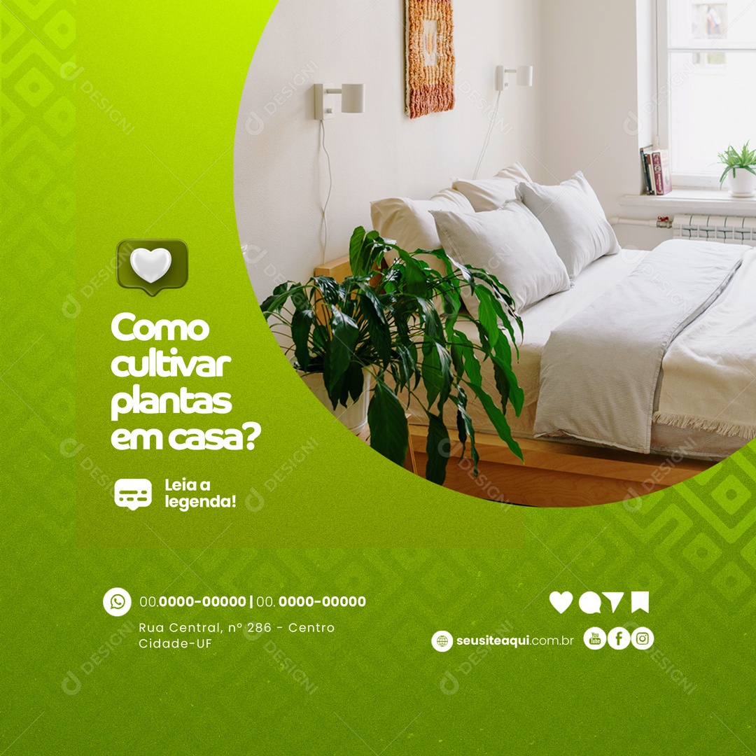 Como Cultivar Plantas em Casa? Social Media PSD Editável