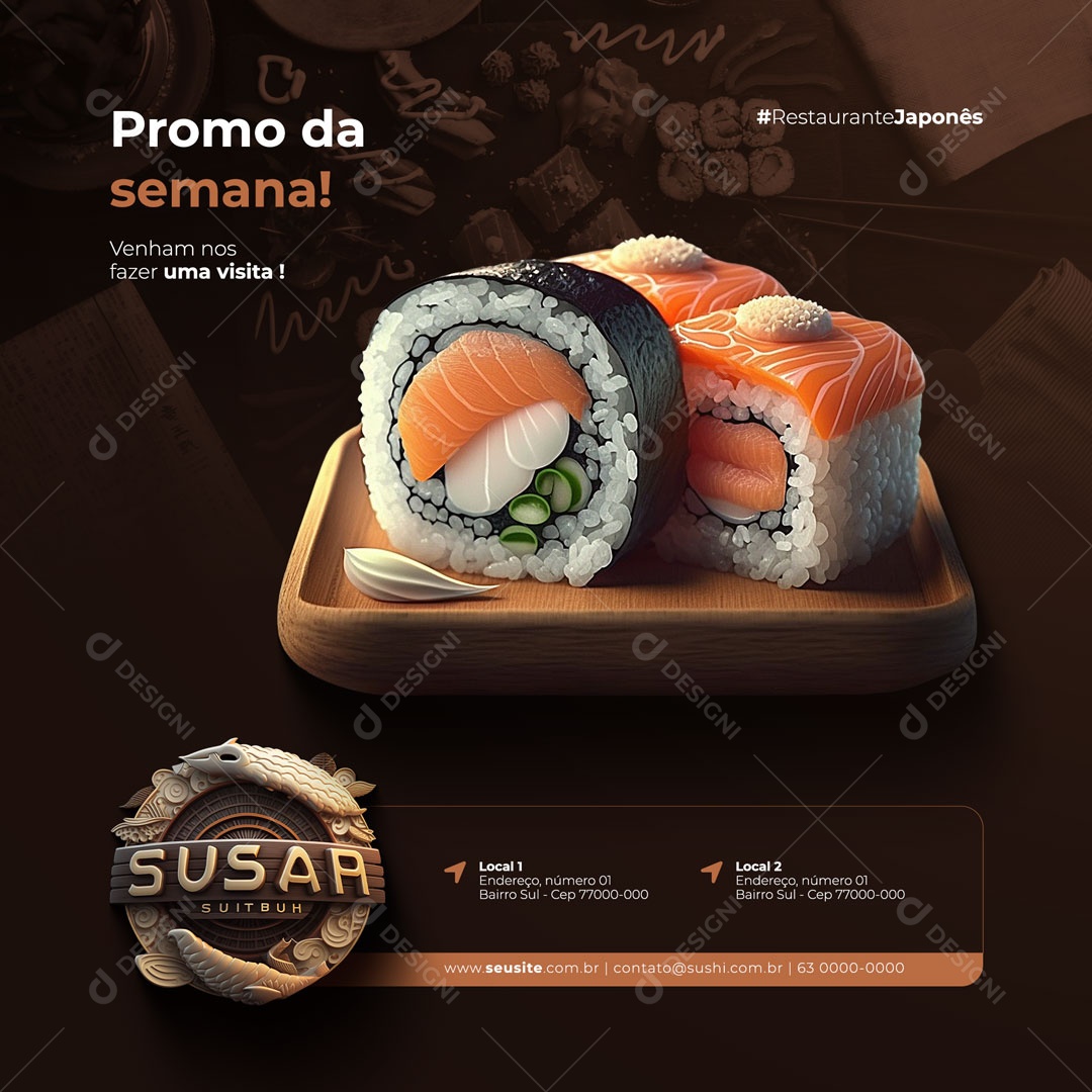 Promo da Semana! Restaurante Comida Japonesa Sushi Social Media PSD Editável