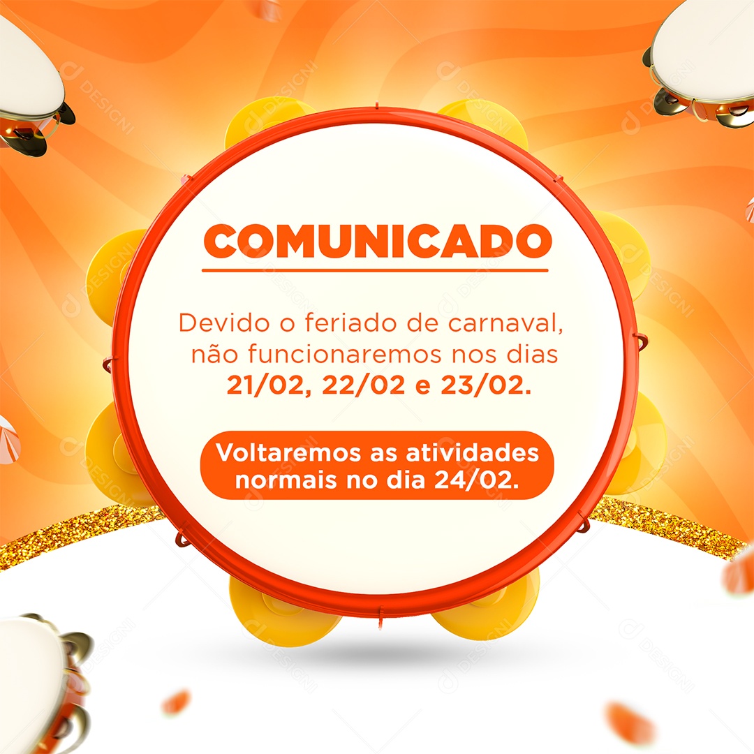 Horário De Funcionamento Comunicado Carnaval Social Media Psd Editável Download Designi 3291