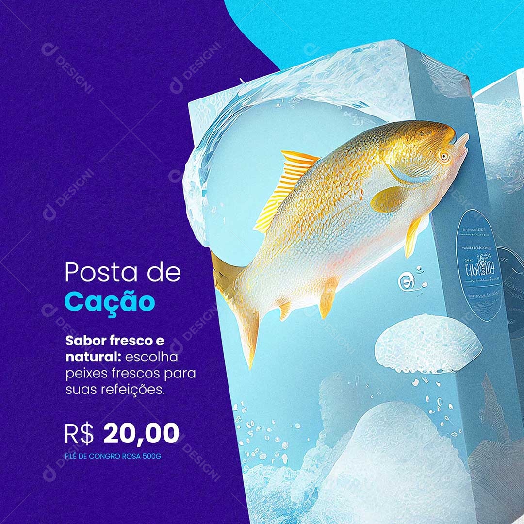 Sabor Fresco e Natural Peixaria Social Media PSD Editável