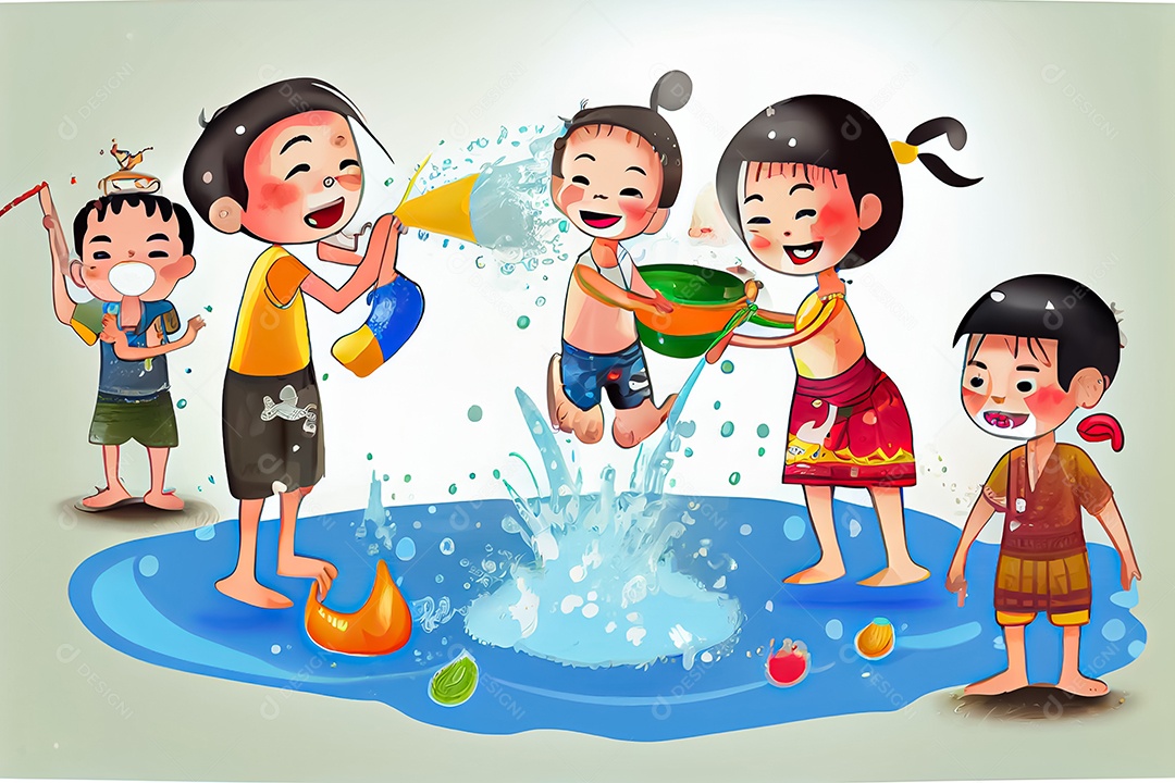 Festival Songkran Feliz Thai Ano Novo Crianças Desfrutam Da água Salgada No  Festival Songkran Tailândia Tradicional Vetor De Dia N Ilustração do Vetor  - Ilustração de étnico, templo: 273968669