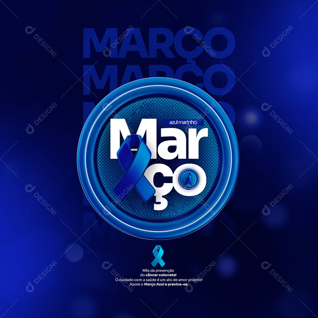 Blue March Colorectal Cancer Prevention Month Social Media PSD Editable