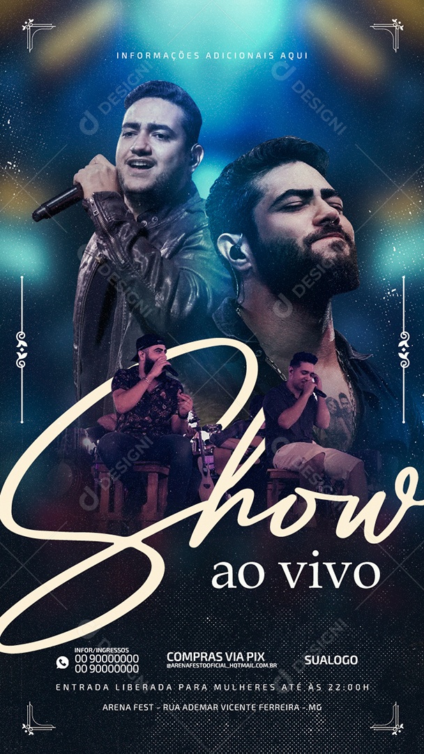 Story Show Ao Vivo Henrique & Juliano Flyer Social Media PSD Editável