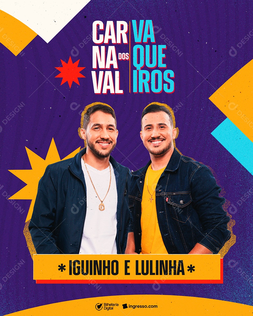 Carnaval Dos Vaqueiros Iguinho e Lulinha Flyer Social Media PSD Editável