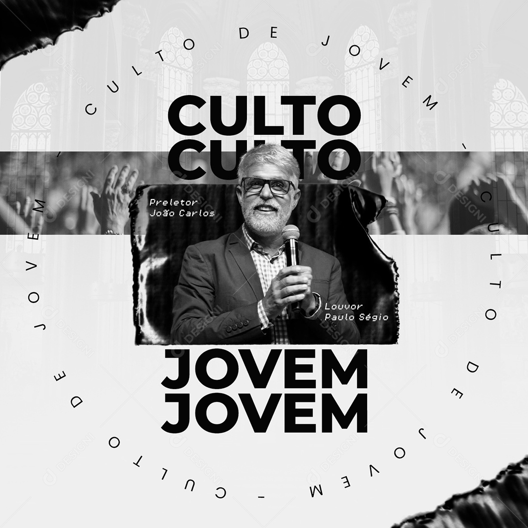 Culto de Jovem Preletor João Carlos Louvor Paulo Sérgio Gospel Social Media PSD Editável