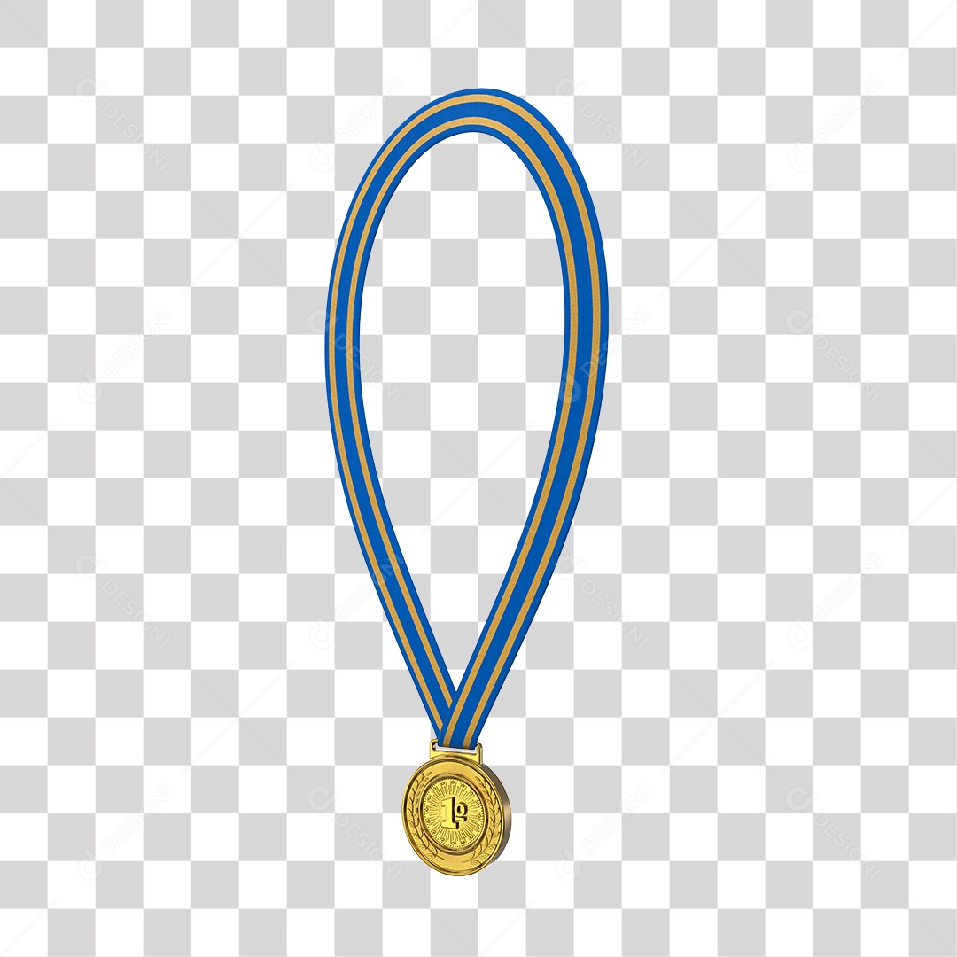 Medalha de Ouro Elemento 3D Para Composição PNG Transparente