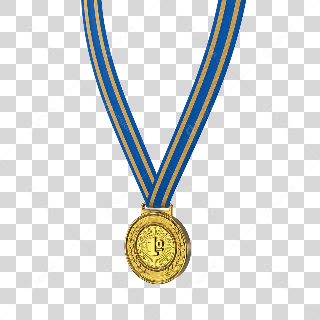 Medalha de Ouro Elemento 3D Para Composição PNG Transparente