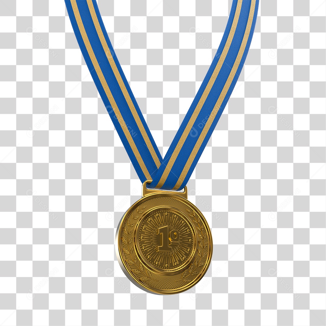 Medalha de Ouro Elemento 3D Para Composição PNG Transparente