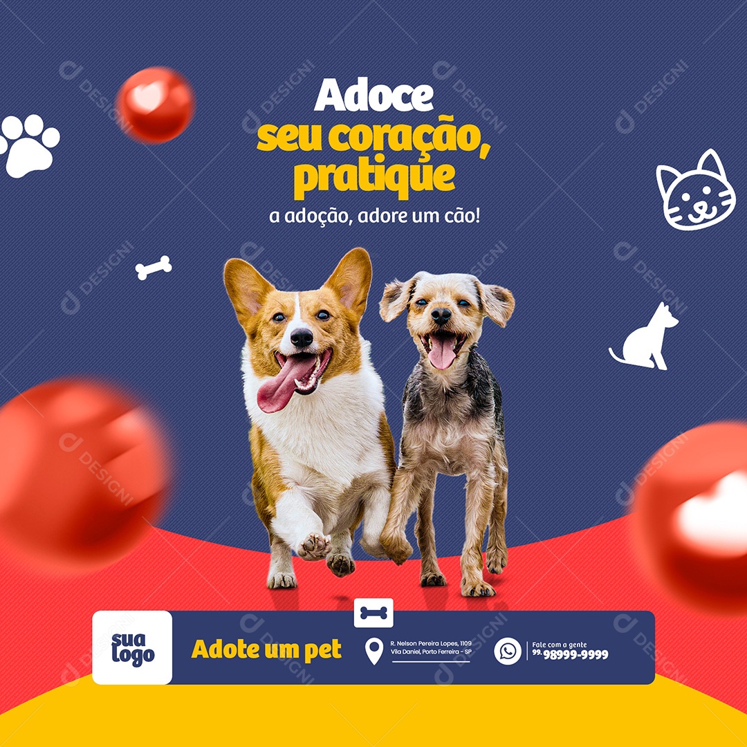 Pratique a Adoção de Animais Social Media PSD Editável