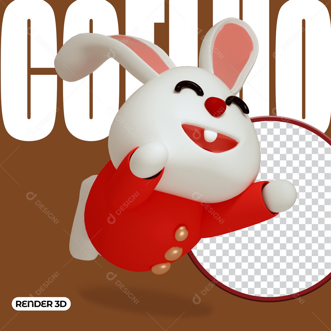 Mascote 3D Coelho da Páscoa PSD [download] - Designi