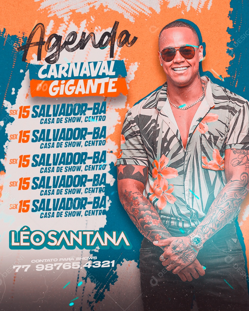 Flyer Agenda Carnaval Gigante Léo Santana Social Media Psd Editável Download Designi 0531