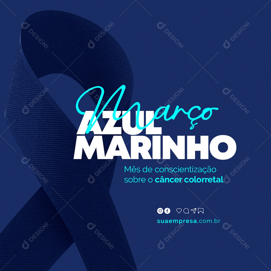 Social Media Março Azul Marinho Câncer Colorretal PSD Editável