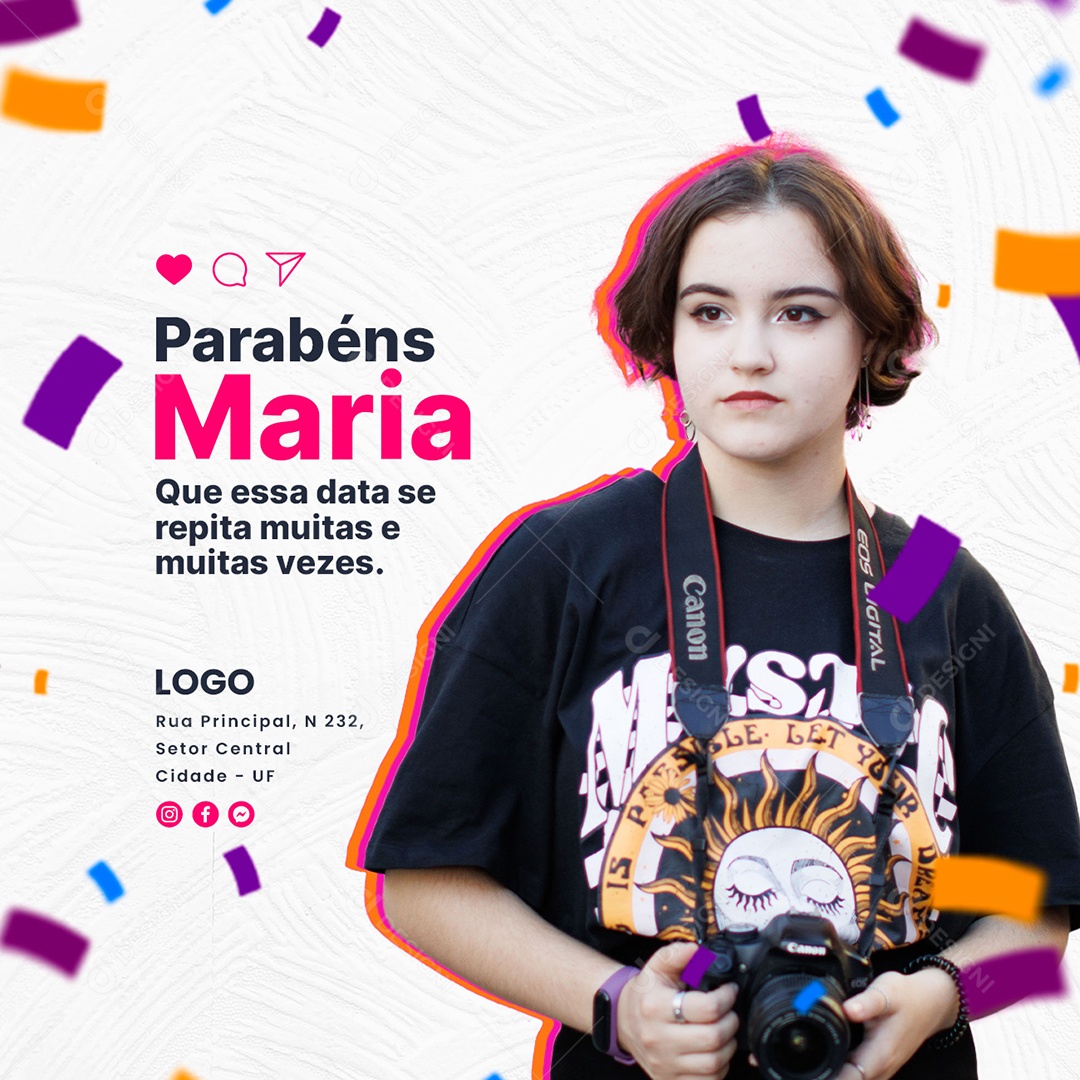 Social Media Aniversário Parabéns Maria PSD Editável